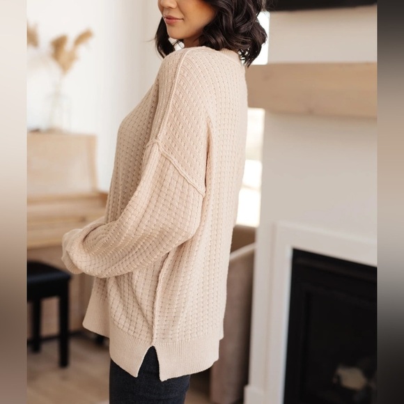 Textured Oversized Sweater in Cream - Picture 8 of 9